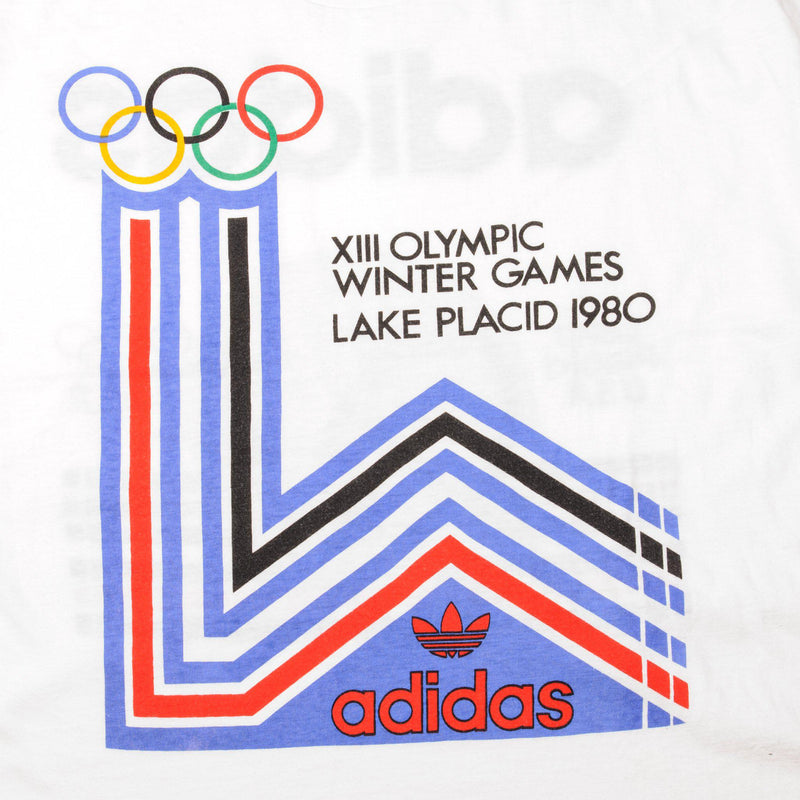 VINTAGE ADIDAS XIII OLYMPIC WINTER GAMES TEE SHIRT 1980 SIZE MEDIUM