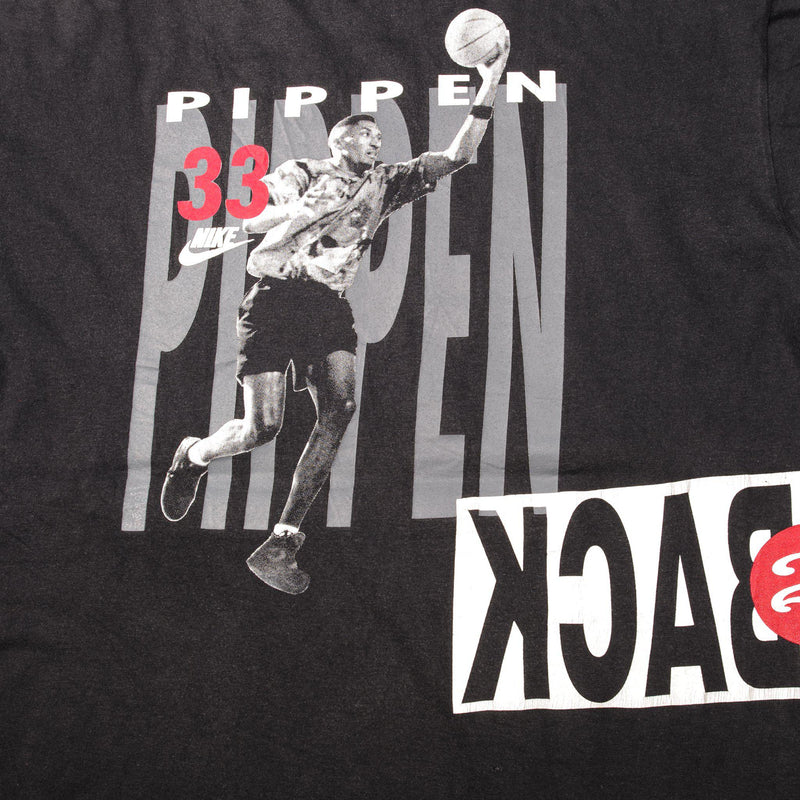 Vintage Nike NBA Michael Jordan #23 Scottie Pippen #33 Back 2 Back Tee Shirt 1990S Size Medium Made In USA.