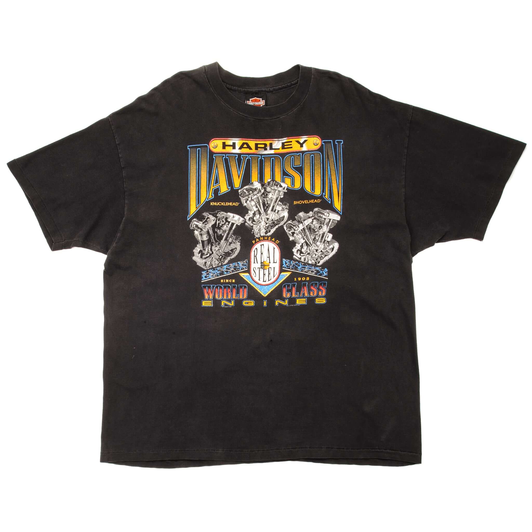 Vintage Harley Davidson World Class Engines Pacific Tee Shirt 1995 Size XL Made In USA. BLACK