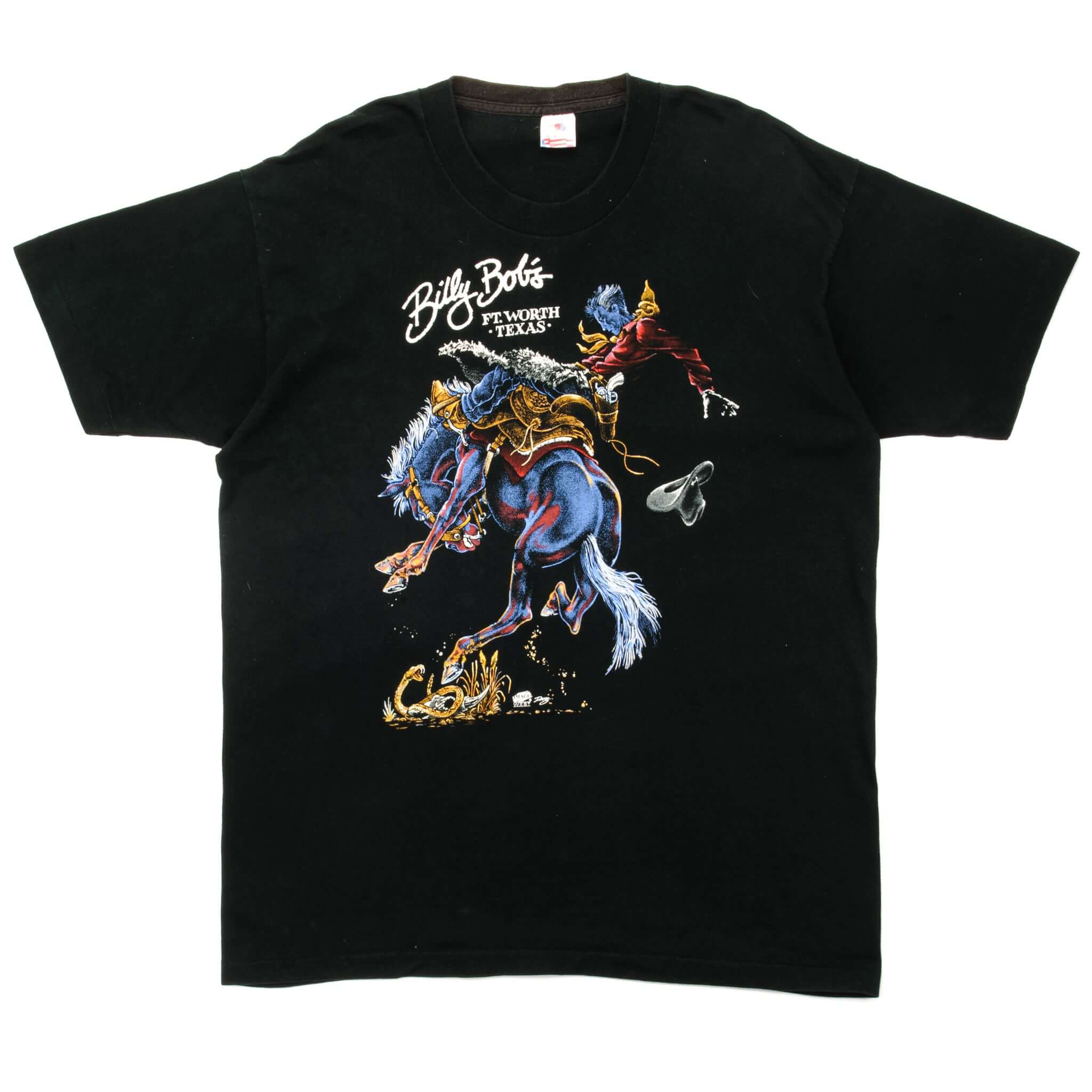 Vintage Billy Bob's Nightclub The World's Largest Honky Tonk Tee Shirt Size Large Made In USA. BLACK