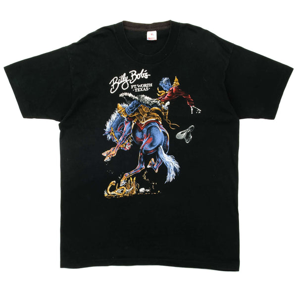 Vintage Billy Bob's Nightclub The World's Largest Honky Tonk Tee Shirt Size Large Made In USA. BLACK