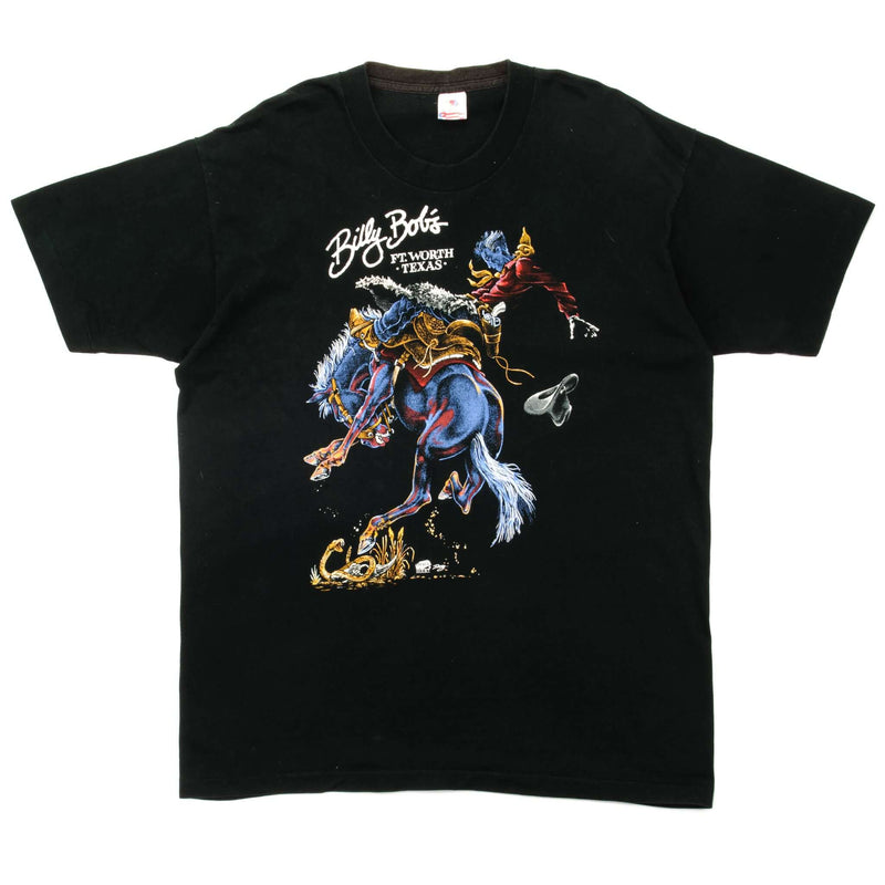 Vintage Billy Bob's Nightclub The World's Largest Honky Tonk Tee Shirt Size Large Made In USA. BLACK
