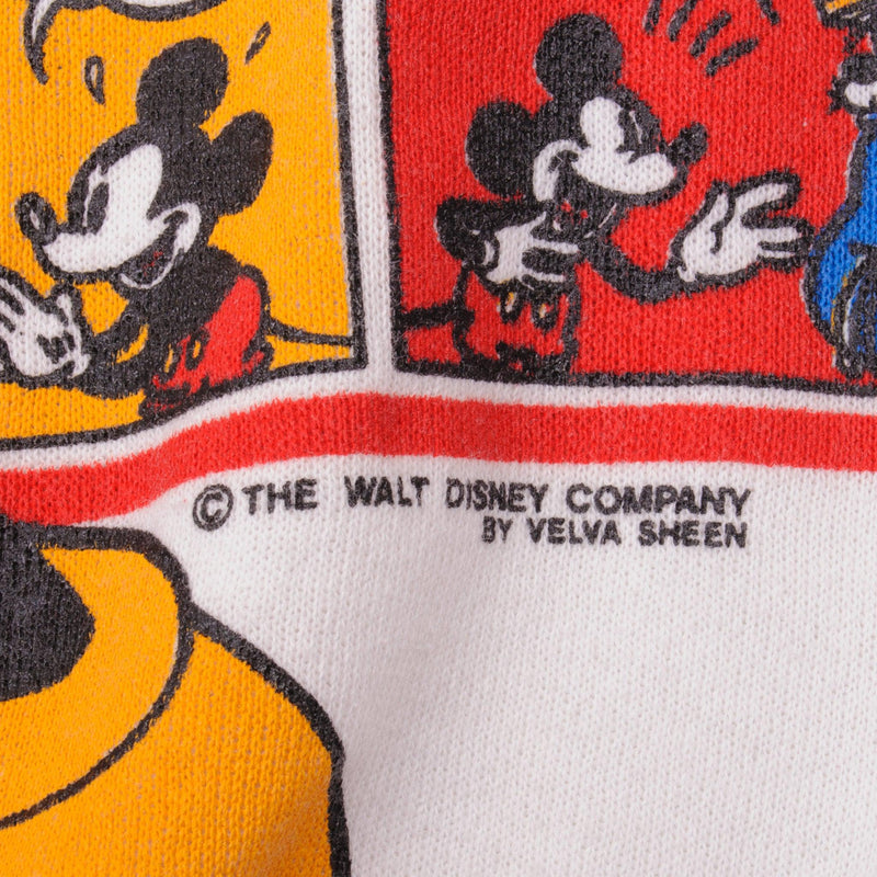 Vintage White Disney Mickey Mouse Cartoon Comics By Velva Sheen Sweatshirt 1980S Size Large Made In USA