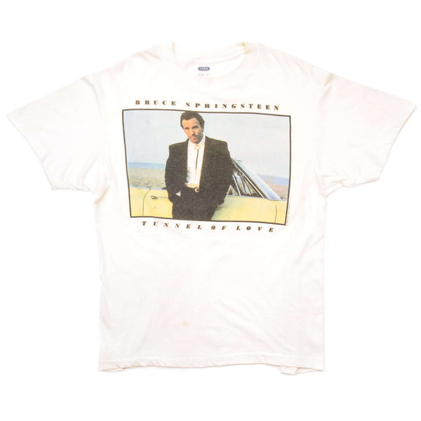 Vintage Bruce Springsteen Tunnel Of Love Tee Shirt 1980s Size Large Made In USA. WHITE