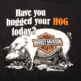 Vintage Harley Davidson Have You Hugged Your Hog Today Tee Shirt 1982 Size Large Made In USA With Single Stitch Sleeves.
