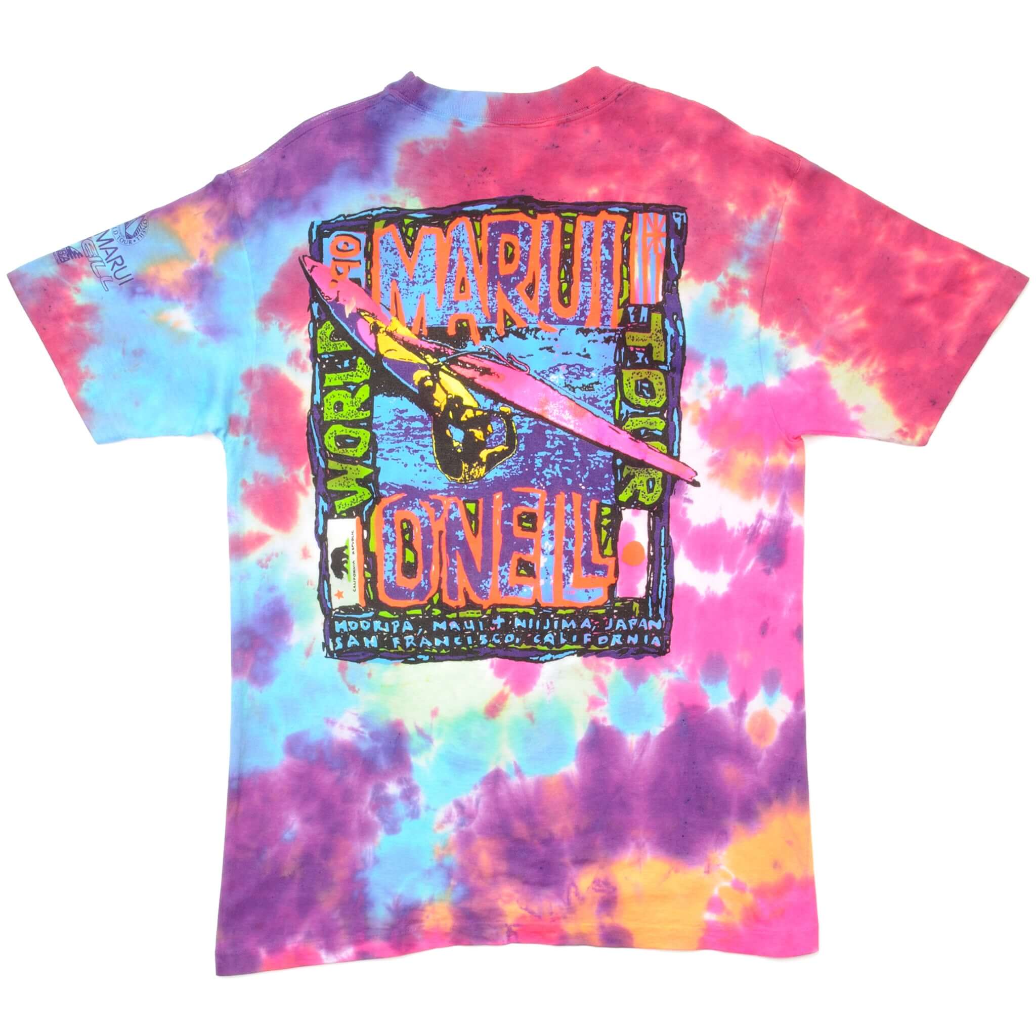 Vintage Tie-Dye Marui O'neill World Tour Tee Shirt Size Medium Made In USA.