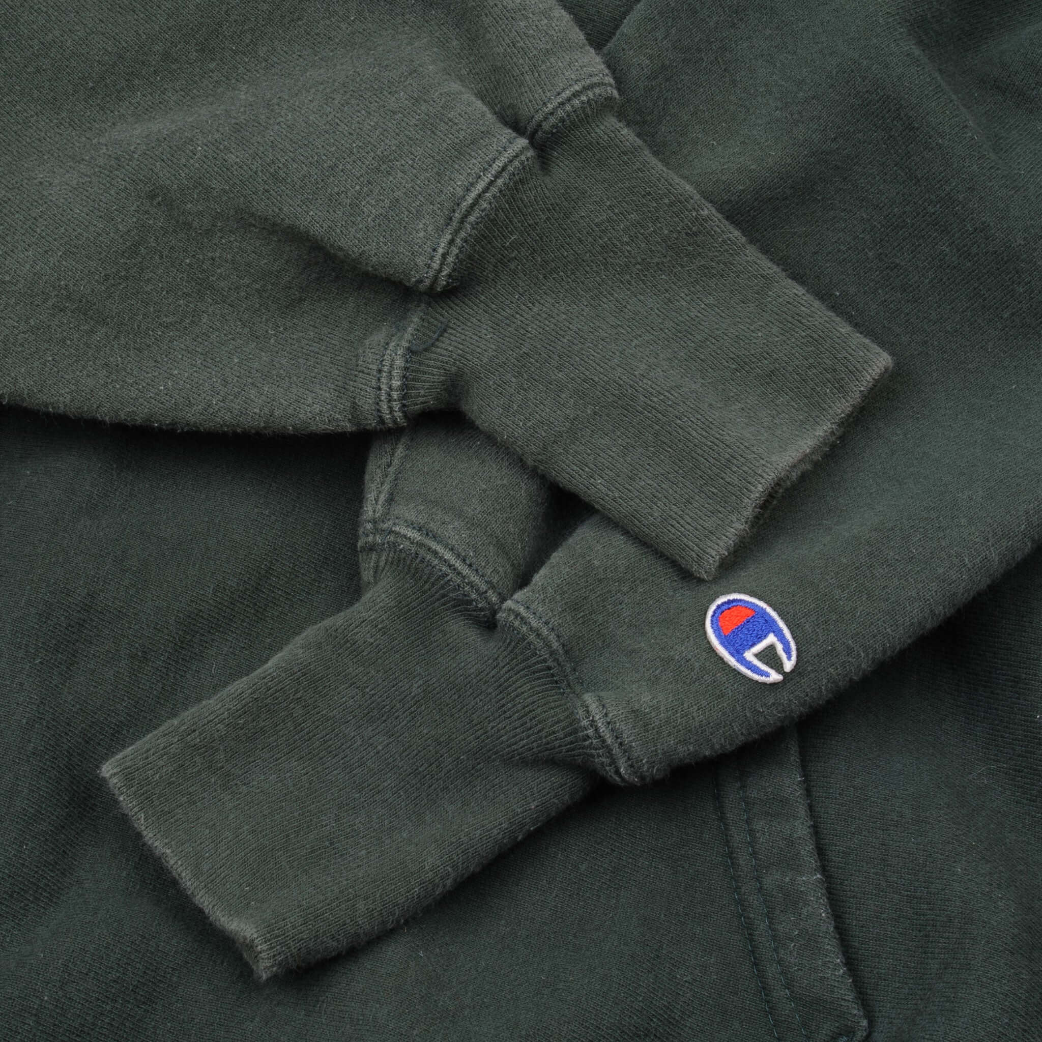 Vintage Green Reverse Weave Champion Hoodie Sweatshirt 1990S Size Large Made In USA