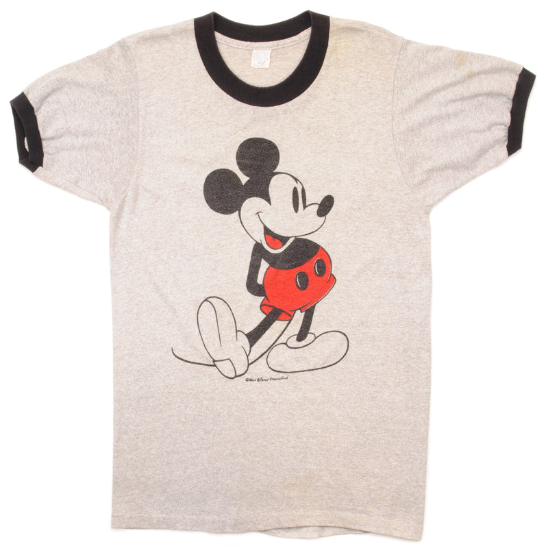Vintage Disney Mickey Mouse Tee Shirt Size Small Made In USA. GREY