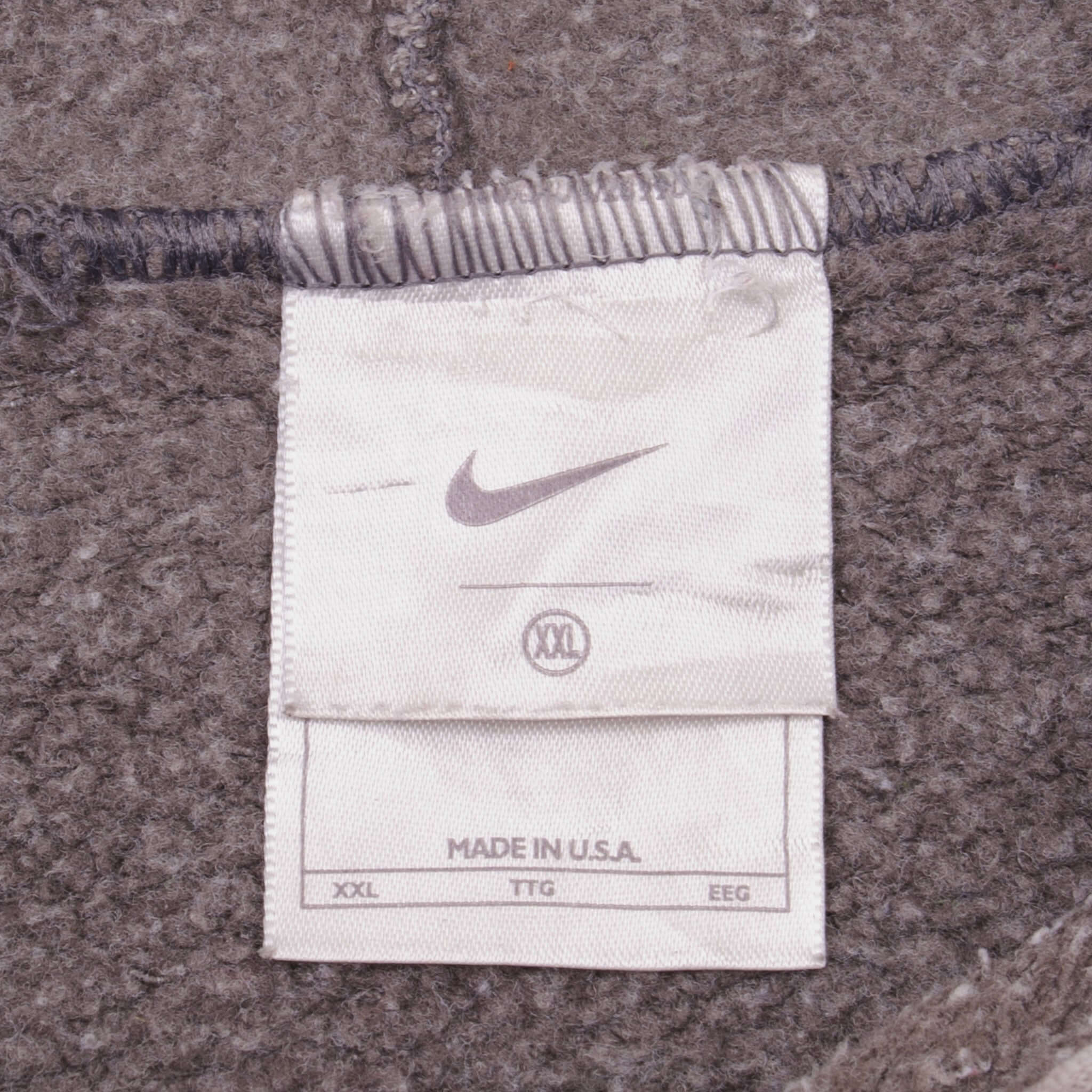 Vintage Grey Nike Middle Swoosh Hoodie 2000s Size 2XL Made In Usa