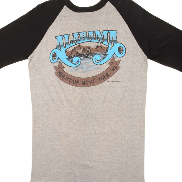 CAMISETA RAGLÁN VINTAGE DE LA GIRA MUSICAL DE ALABAMA MOUNTAIN, 1982, TALLA PEQUEÑA, FABRICADA EN EE. UU.
