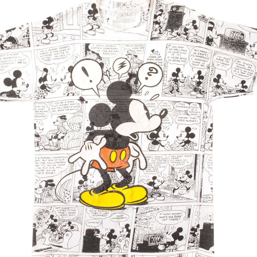 VINTAGE ALL OVER PRINT DISNEY MICKEY MOUSE TEE SHIRT SIZE LARGE MADE IN USA