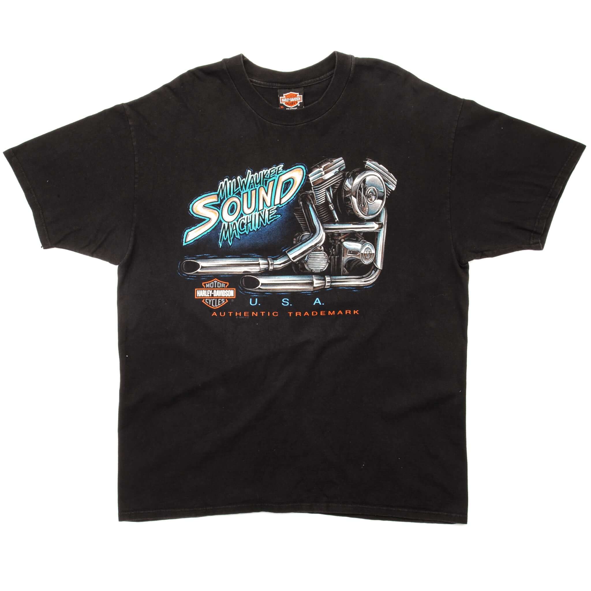 Vintage Harley Davidson Milwaukee Sound Machine Big Moose, Portland Tee Shirt 1996 Size XL Made In USA. BLACK