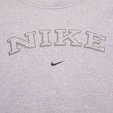 Vintage Grey Nike Swoosh Spellout Crewneck Sweatshirt 1990S Size 2XL Made In US