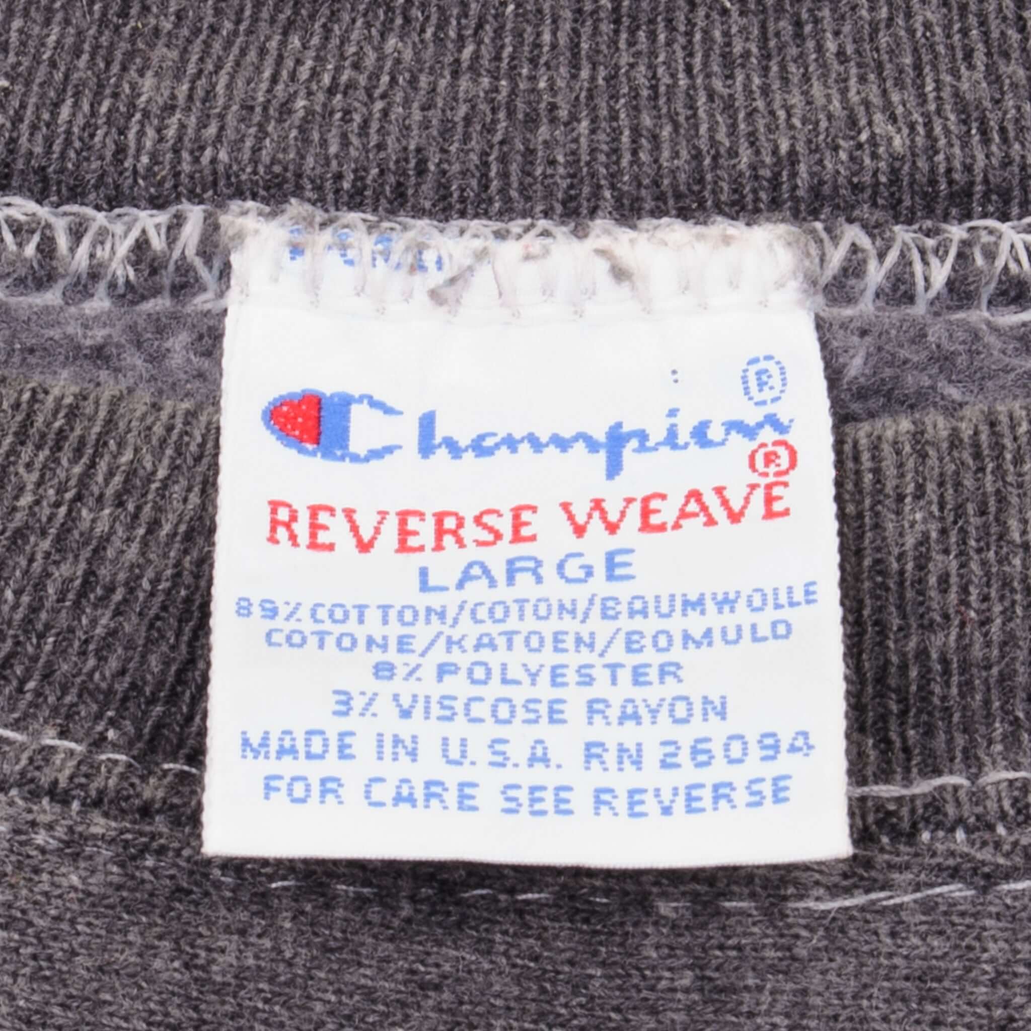 Vintage Grey Reverse Weave Spellout Champion Tri Blend Sweatshirt 1990S Large Made Usa