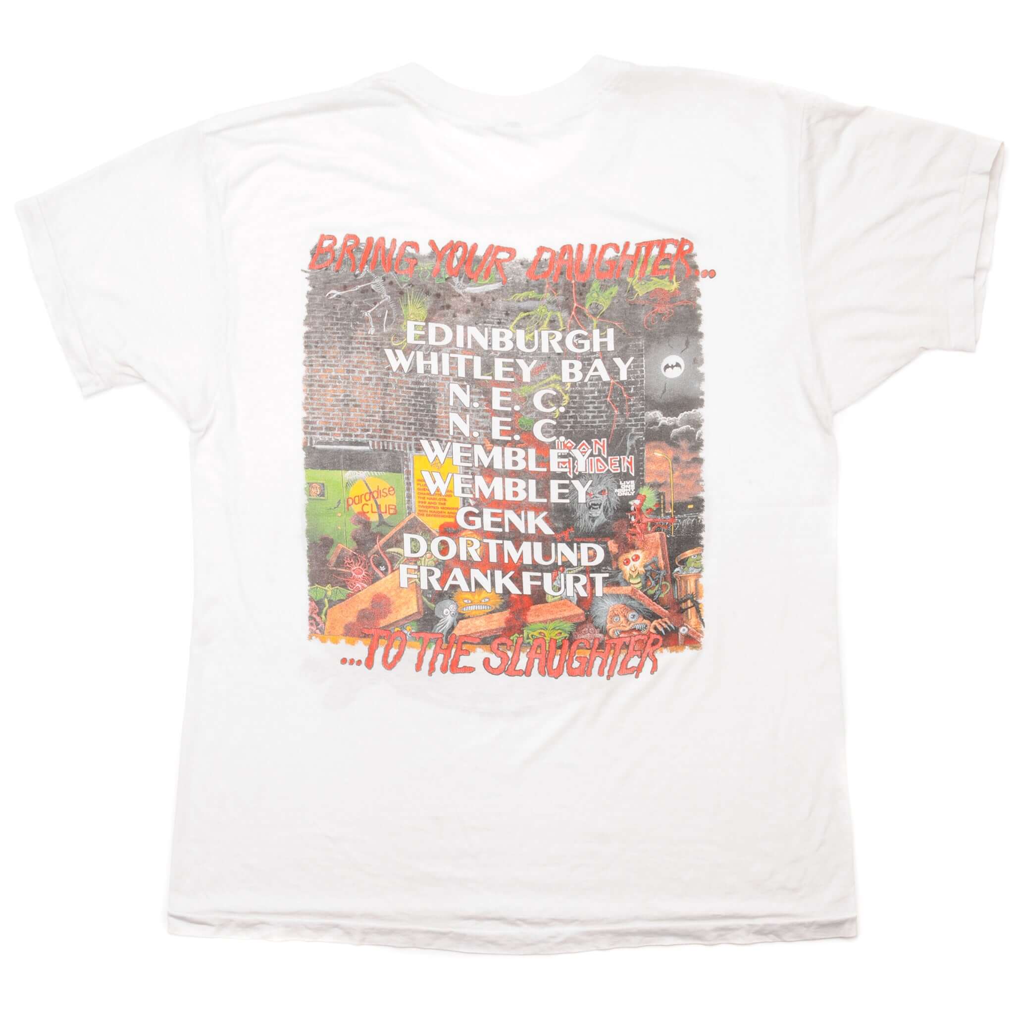 Vintage Iron Maiden Tee Shirt 1990 Size Large With Single Stitch Sleeves.  Bring your Daughter...  ...To the Slaughter