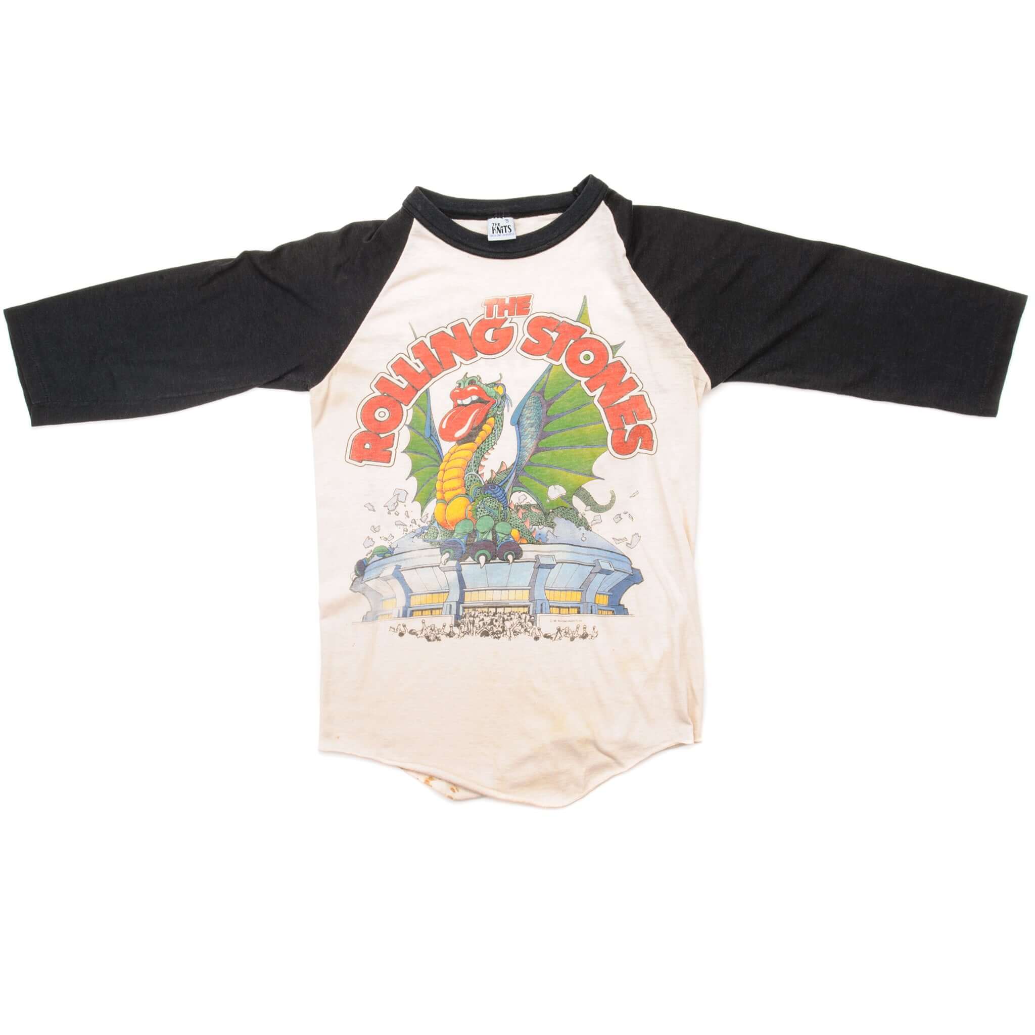 Vintage The Rolling Stones Tour Live In Concert Raglan Tee Shirt 1981 Size XS Made In USA. IVORY