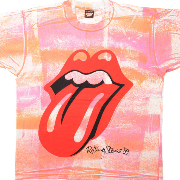 VINTAGE TIE-DYE THE ROLLING STONES TEE SHIRT 1989 SIZE LARGE MADE IN USA