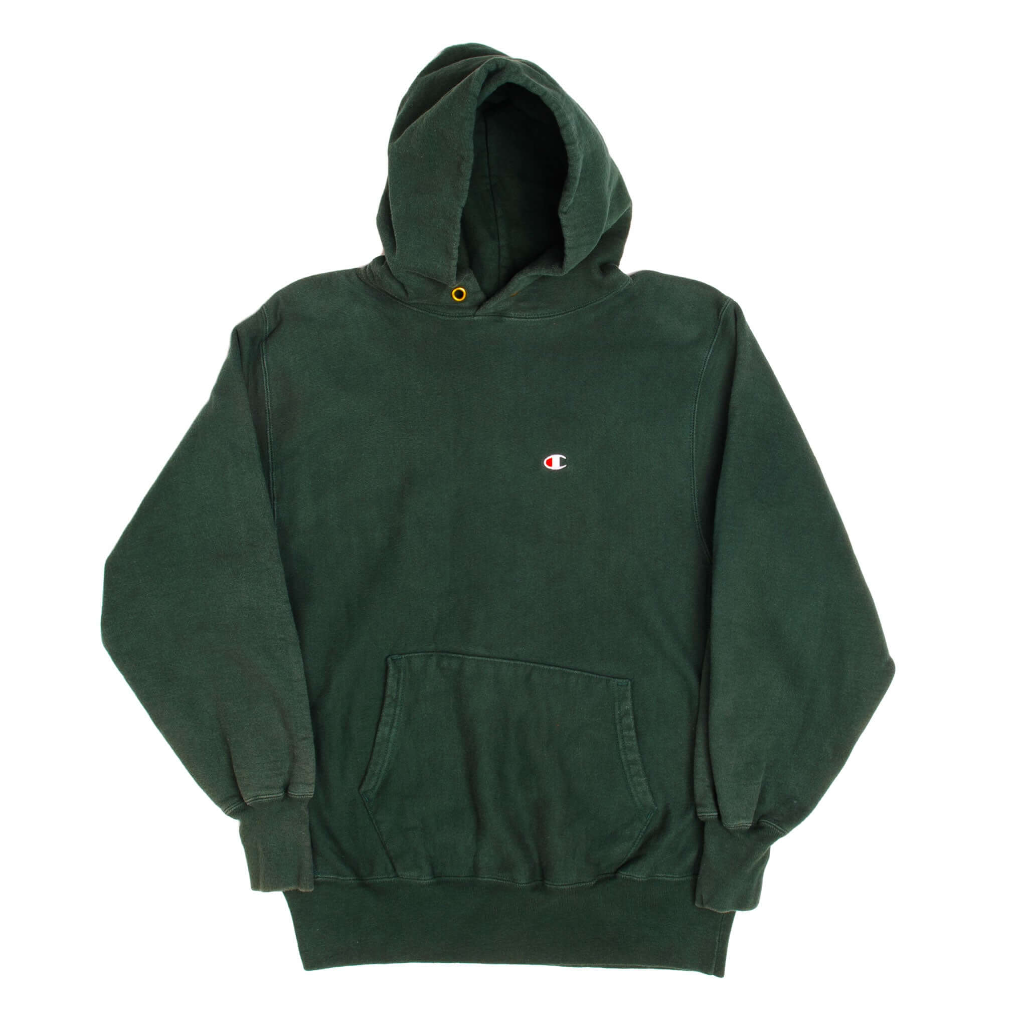 Vintage Green Reverse Weave Champion Hoodie Sweatshirt 1990S Size Large Made In USA