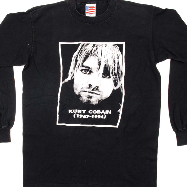 CAMISETA VINTAGE DE MANGA LARGA DE KURT COBAIN, AÑOS 90, TALLA MEDIANA, FABRICADA EN EE. UU.