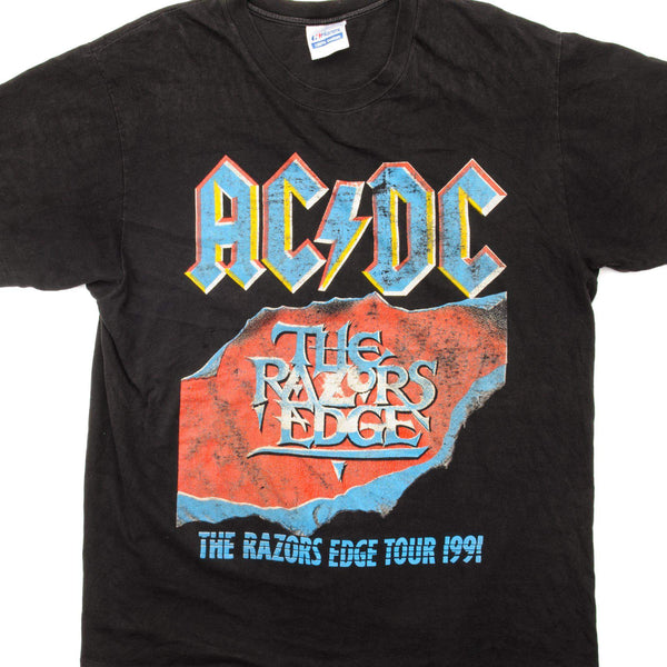 CAMISETA VINTAGE DE LA GIRA DE AC/DC THE RAZORS EDGE DE 1991, TALLA GRANDE, FABRICADA EN EE. UU.