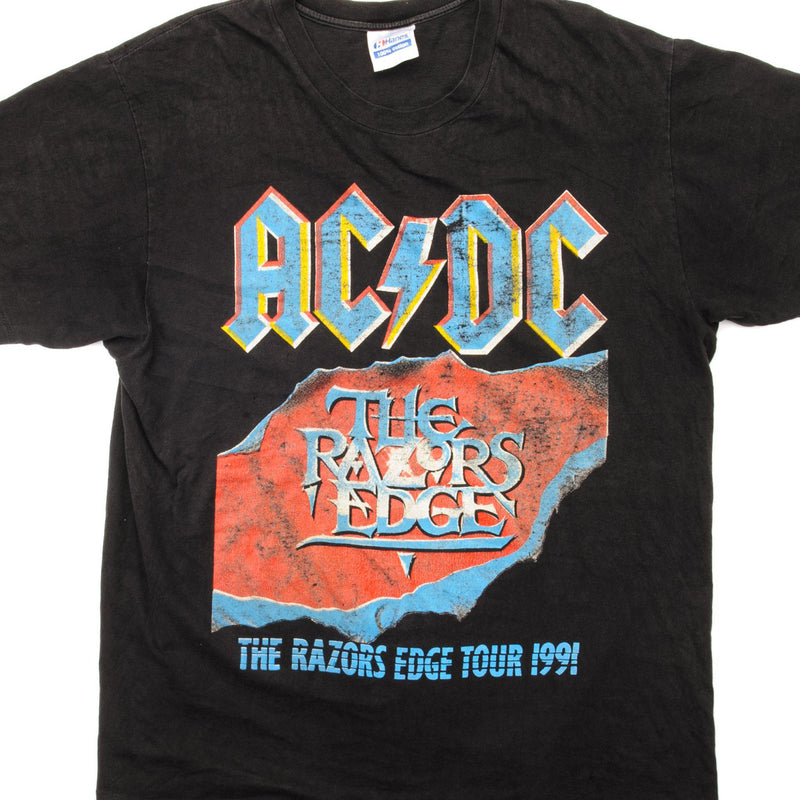 VINTAGE ACDC THE RAZORS EDGE TOUR TEE SHIRT 1991 SIZE LARGE MADE IN USA