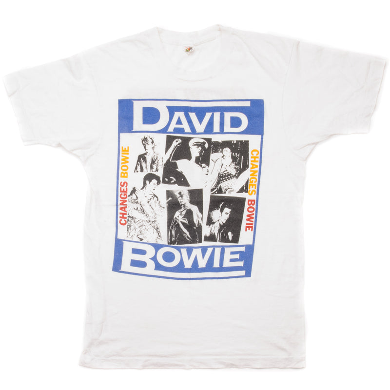 Vintage David Bowie David Bowie Tee Shirt 1990 Size XS Made In USA With Single Stitch Sleeves. WHITE