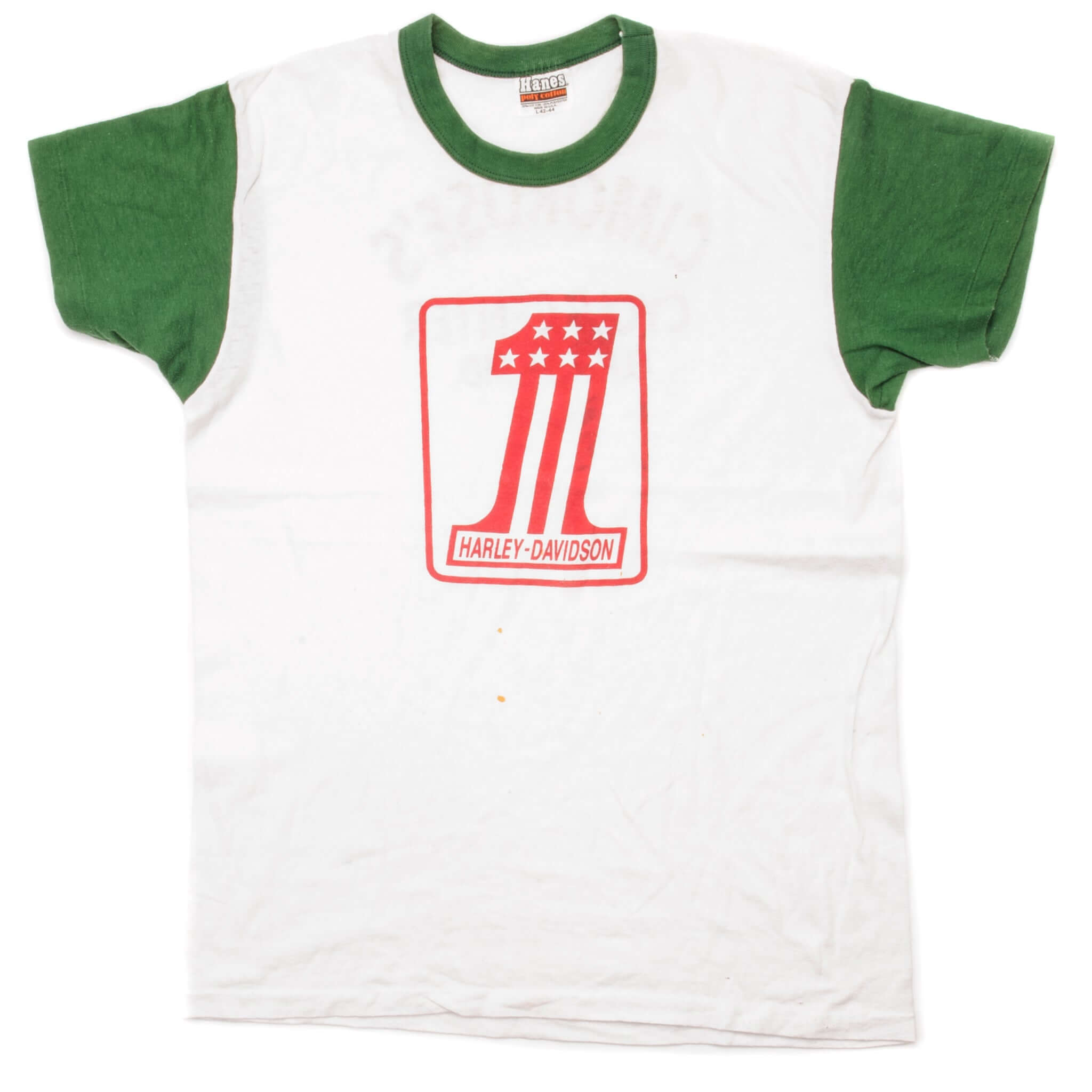 Vintage Harley Davidson Tee Shirt 1970s Size Medium Made In USA with single stitch sleeves.