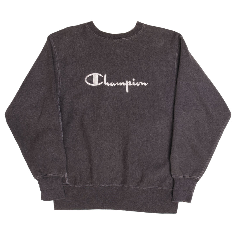 Vintage Grey Reverse Weave Spellout Champion Tri Blend Sweatshirt 1990S Large Made Usa
