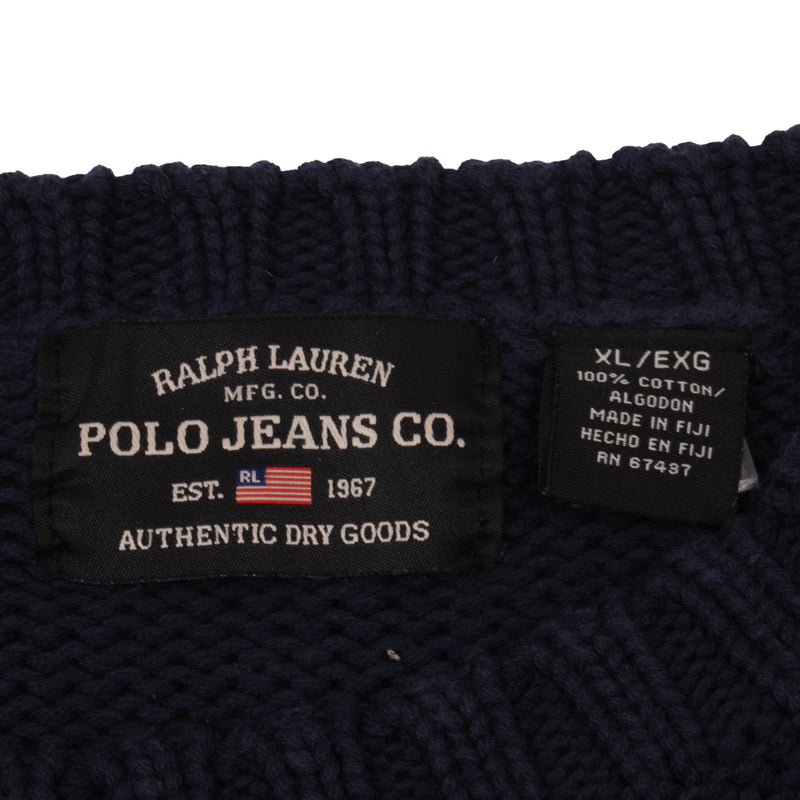 Vintage Polo Jeans Co Ralph Lauren American Flag Knit 90S Sweatshirt Size XLarge