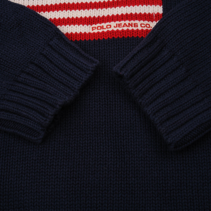 Vintage Polo Jeans Co Ralph Lauren American Flag Knit 90S Sweatshirt Size XLarge