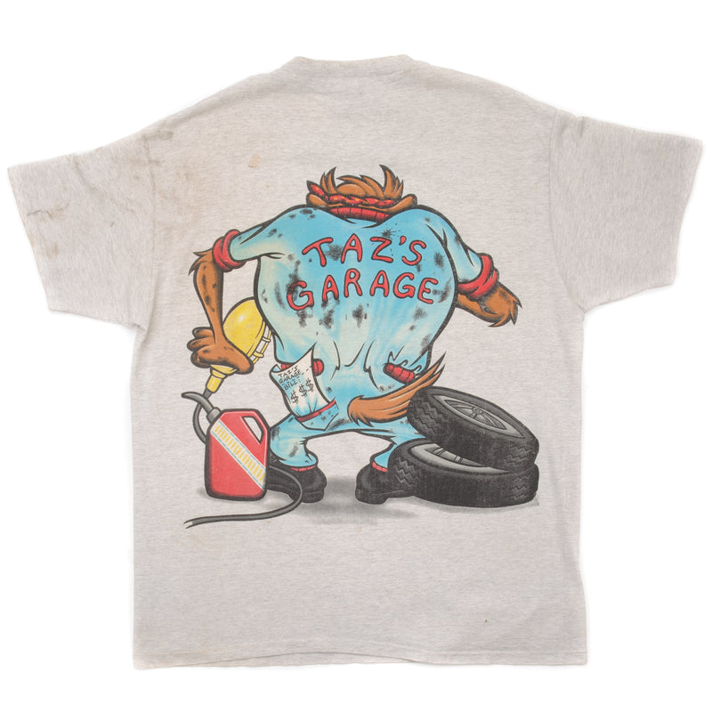 Vintage Looney Tunes Taz Tee Shirt 1994 Size XL Made In USA With Single Stitch Sleeves. GREY
