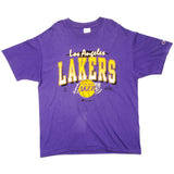 Vintage Champion NBA Los Angeles Lakers Tee Shirt Early 90S Size XL Made In USA With Single Stitch Sleeves. PURPLE
