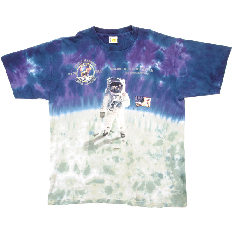 Vintage Tie-Dye Apollo 2 Neil Armstrong Tee Shirt Size Large Made In USA with single stitch sleeves.
