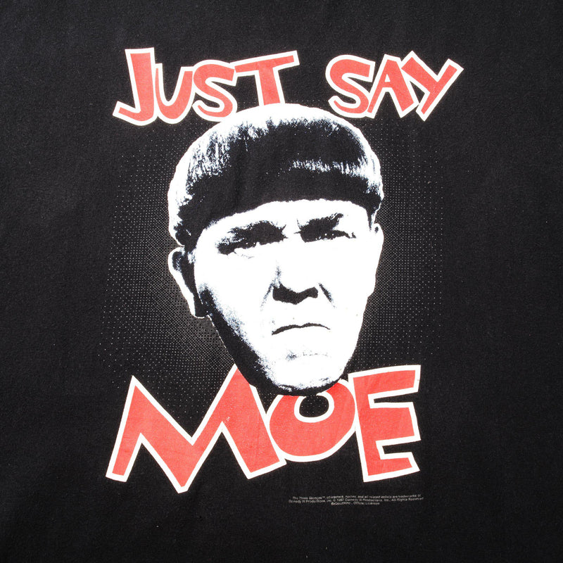Vintage The Three Stooges Just Say Moe Tee Shirt 1997 Size 2XL With Single Stitch Sleeves.