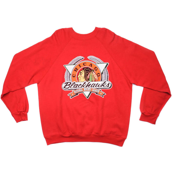 Vintage NHL Chicago Blackhawks Sweatshirt 1991 Size XL Made In USA. RED
