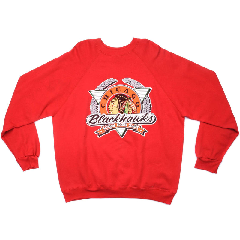 Vintage NHL Chicago Blackhawks Sweatshirt 1991 Size XL Made In USA. RED