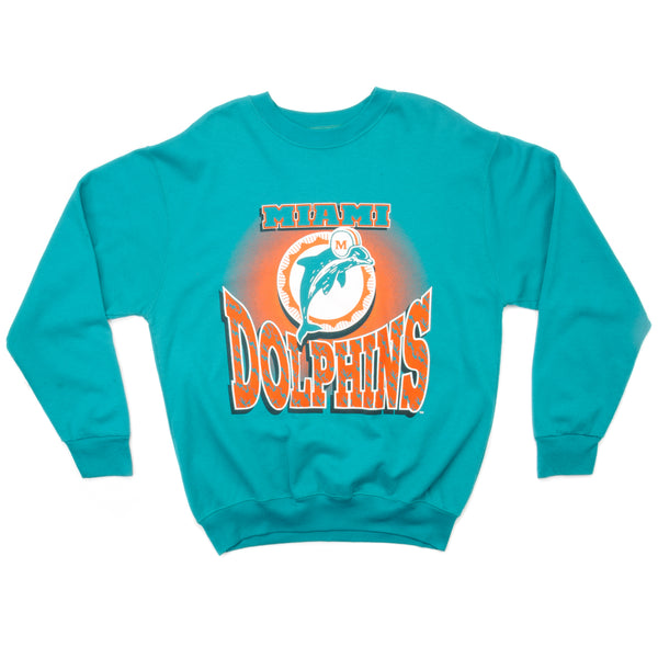 Vintage NFL Miami Dolphins Sweatshirt Size Large Made In USA. TURQUOISE
