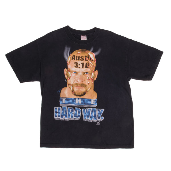 Vintage WWF Steve Austin 3:16 The Hard Way Tee Shirt 1998 Size XL