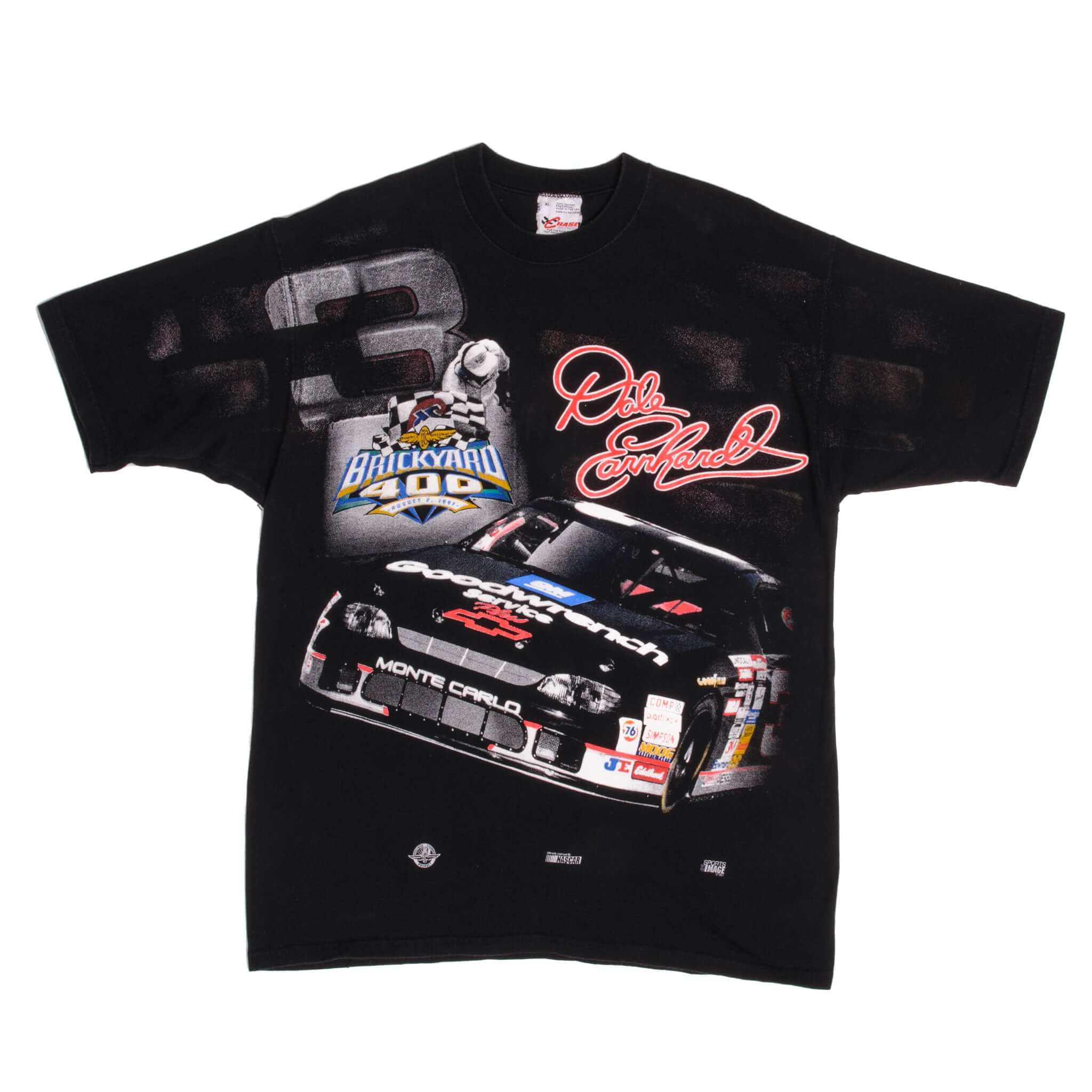 Vintage Nascar Dale Earnhardt Number 3 Brickyard 400 August 2, 1997 Tee Shirt Size XLarge With Single Stitch Sleeve Made In USA