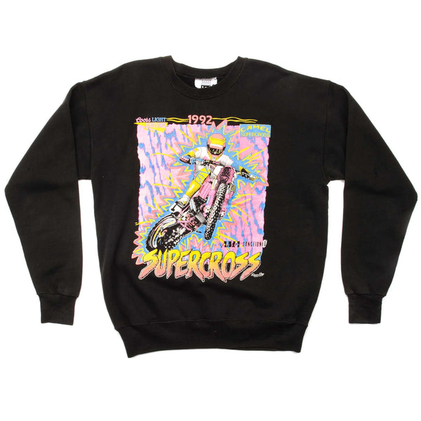 Vintage Supercross Dirt-Bike Sweatshirt 1992 Size Large Made In USA. BLACK