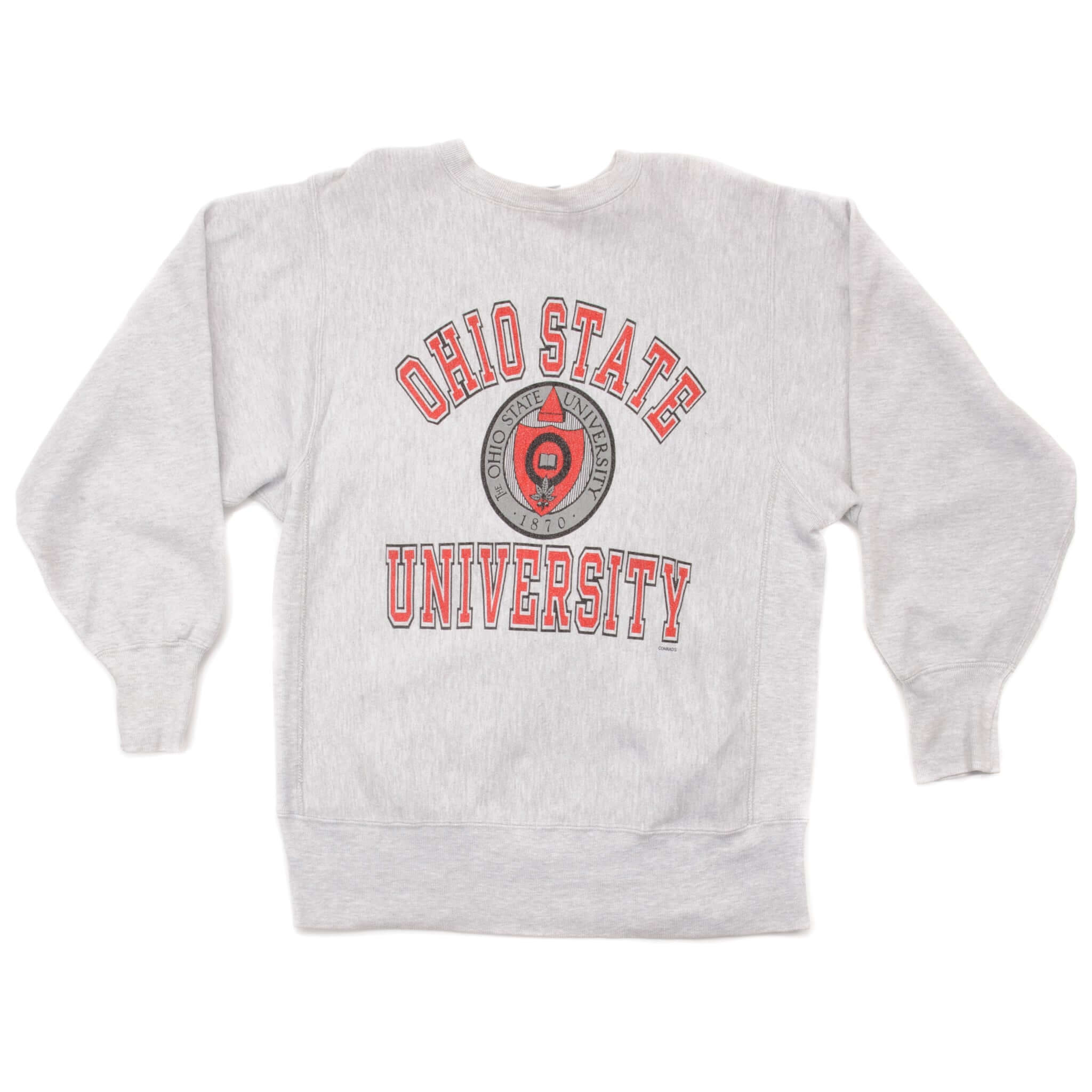 Vintage Champion Reverse Weave Ohio State University Sweatshirt 1990s Size Large Made In USA. GREY