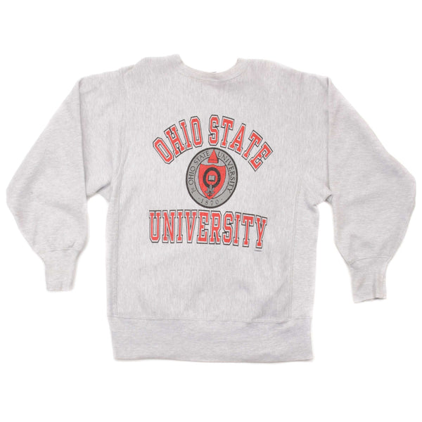 Vintage Champion Reverse Weave Ohio State University Sweatshirt 1990s Size Large Made In USA. GREY