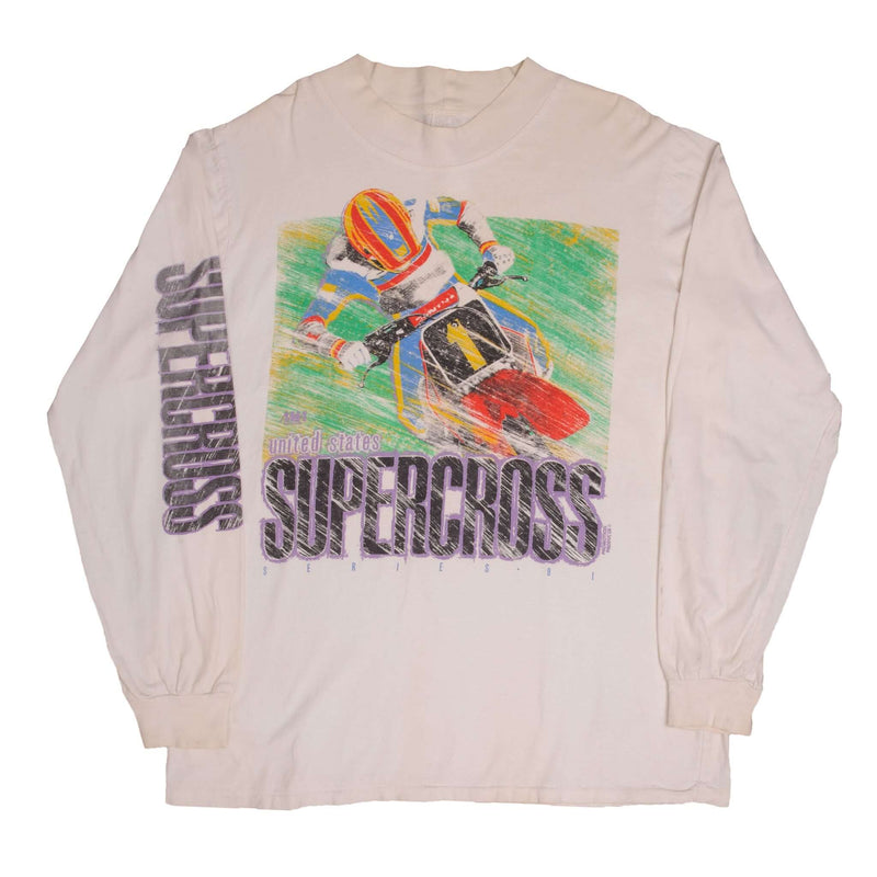 Vintage AMA Motocross United States Supercross 1991 Long Sleeve Tee Shirt Size XL 