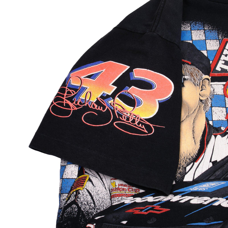 Vintage Nascar Dale Earnhardt Number 3 And Richard Petty Number 43 Seven Times Winston Cup Champions Tee Shirt 1995 Size Large With Single Stitch Sleeve. Made In USA