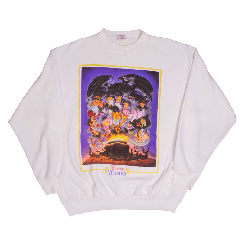 Vintage White Disney Villains Sweatshirt Size XL Made In USA