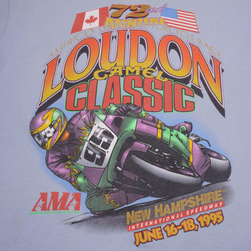 Vintage Motocross Supercross Loudon Camel Classic New Hampshire 1995 Tee Shirt Size Large Made In USA With Single Stitch Sleeves