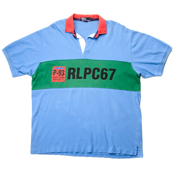 Vintage Polo Ralph Lauren P-93 RLPC67 Stadium P Wing Polo Shirt Size Large.