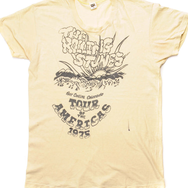 CAMISETA VINTAGE DE LA GIRA DE LAS AMÉRICAS DE LOS ROLLING STONES, TALLA 1975, FABRICADA EN EE. UU.