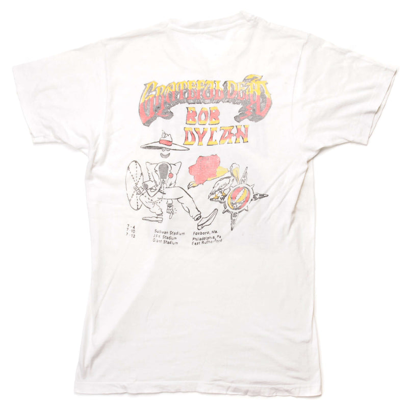 Vintage Bob Dylan And Grateful Dead Tee Shirt 1987 Size Small With Single Stitch Sleeves. WHITE