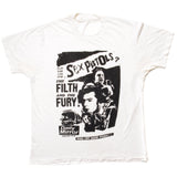 Vintage Sex Pistols The Filth And The Fury ! Who Are These Punks ? Daily Mirror Cover Tee Shirt Size Large Made In USA with single stitch sleeves. white